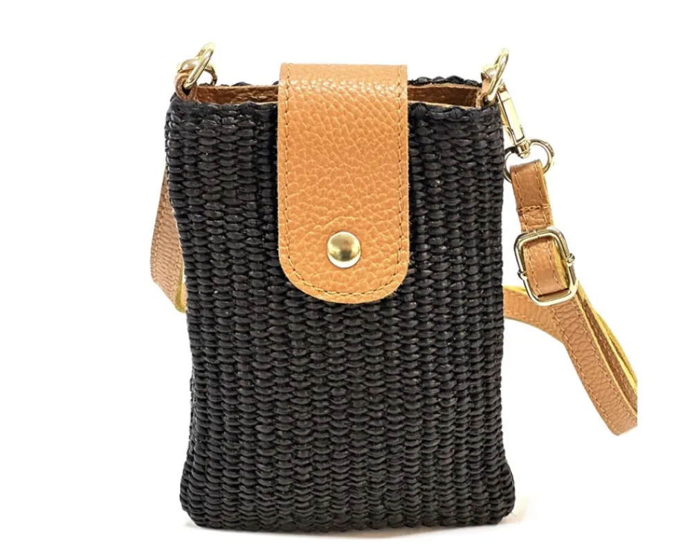 Argelia Raffia and Leather Crossbody Bag*Florence New