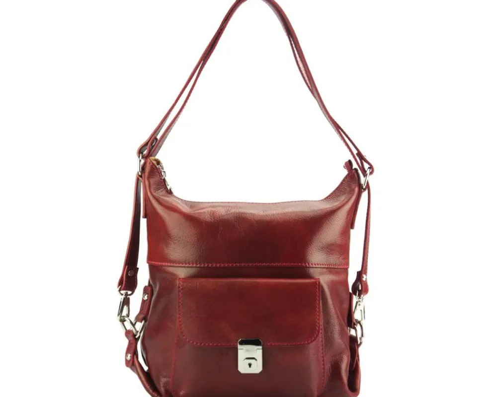 Barbara Convertible Leather Shoulder and Backpack Bag*Florence Fashion