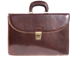 Genuine leather briefcase with three compartments*Florence Best
