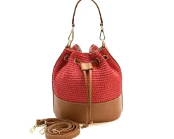 Ischia Bucket Bag in Rafia and Italian Leather*Florence Sale