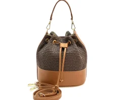 Ischia Bucket Bag in Rafia and Italian Leather*Florence Sale