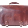 Leather briefcase in two compartments with double pockets on the front*Florence Clearance