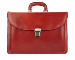 Leather Business Briefcase Beniamino with front pocket*Florence Outlet