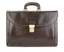 Leather Business Briefcase Beniamino with front pocket*Florence Outlet